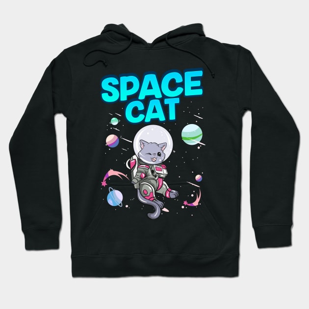 Adorable Space Cat Cute Kitty Astronaut Exploring Hoodie by theperfectpresents